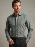 Olive-Grey Dobby Stripe Shirt