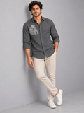 Shadow Flora Elephant Linen Shirt in Deep Slate Shirt