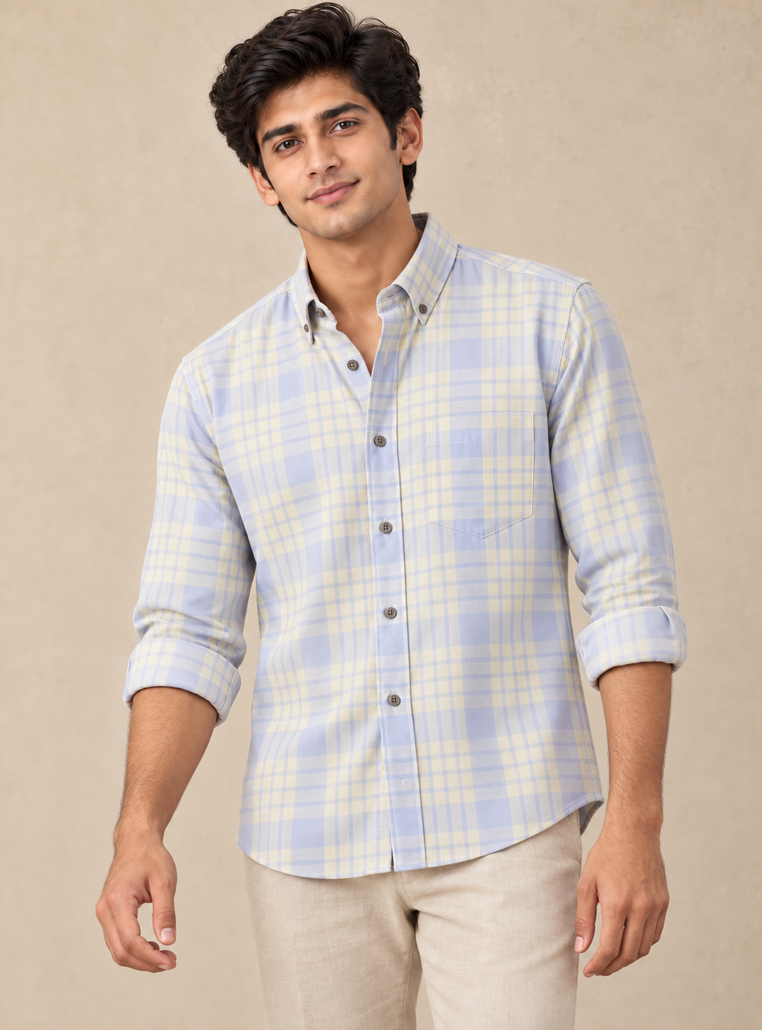 Pale Sky & Lemon Checkered Shirt