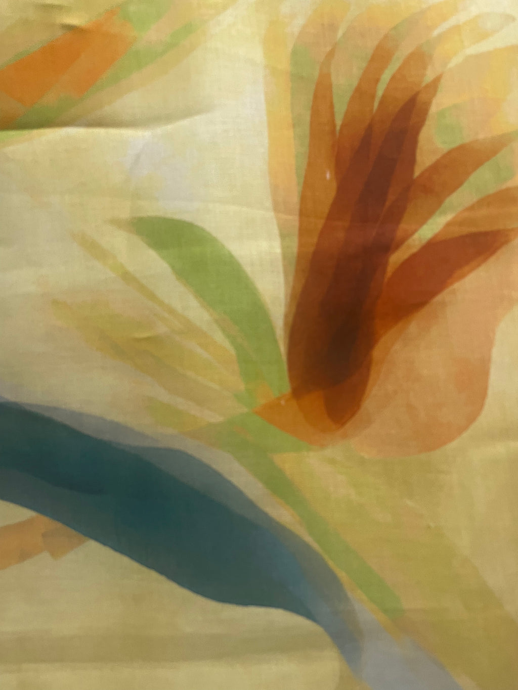 Ochre Watercolor Print Linen Kurta