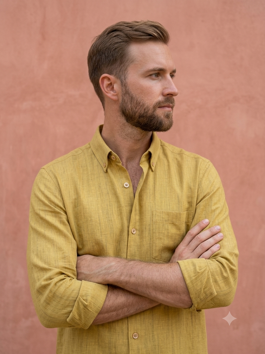 Turmaric Gold Stripes Linen Shirt