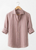 Coral Pink Strips Linen Shirt