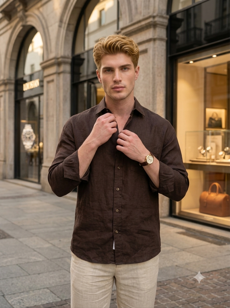 Midnight Coffee Linen Shirt