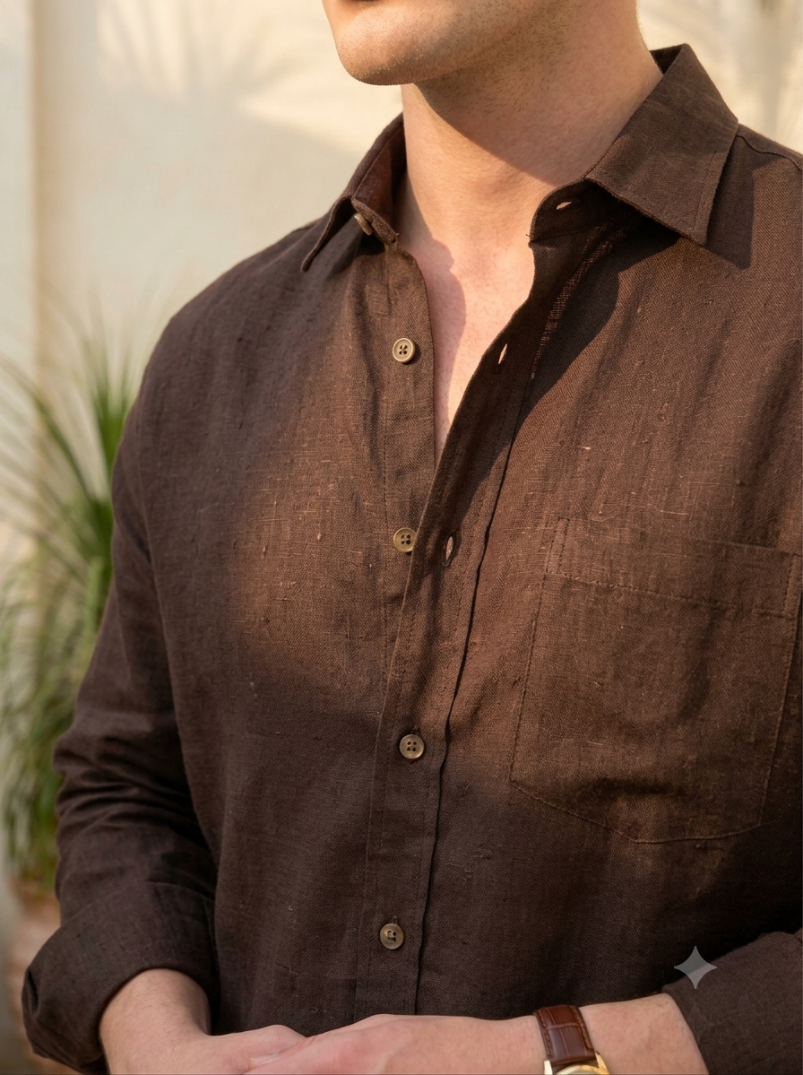 Midnight Coffee Linen Shirt