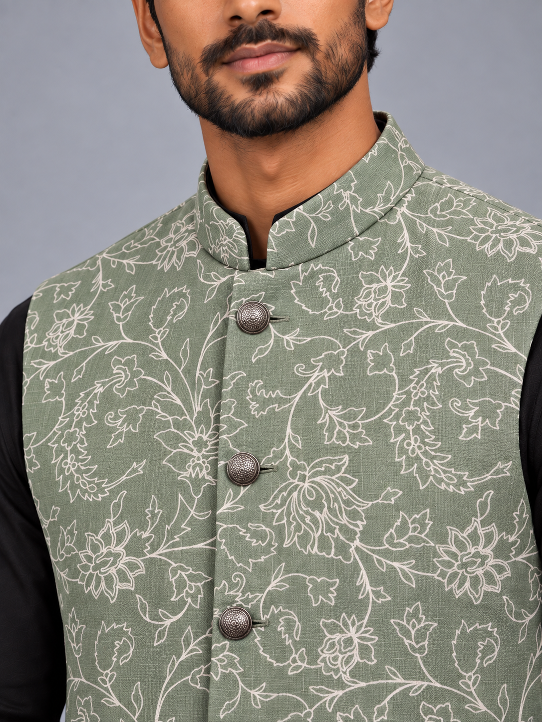 Soft Mint Vine-Traced Jacket
