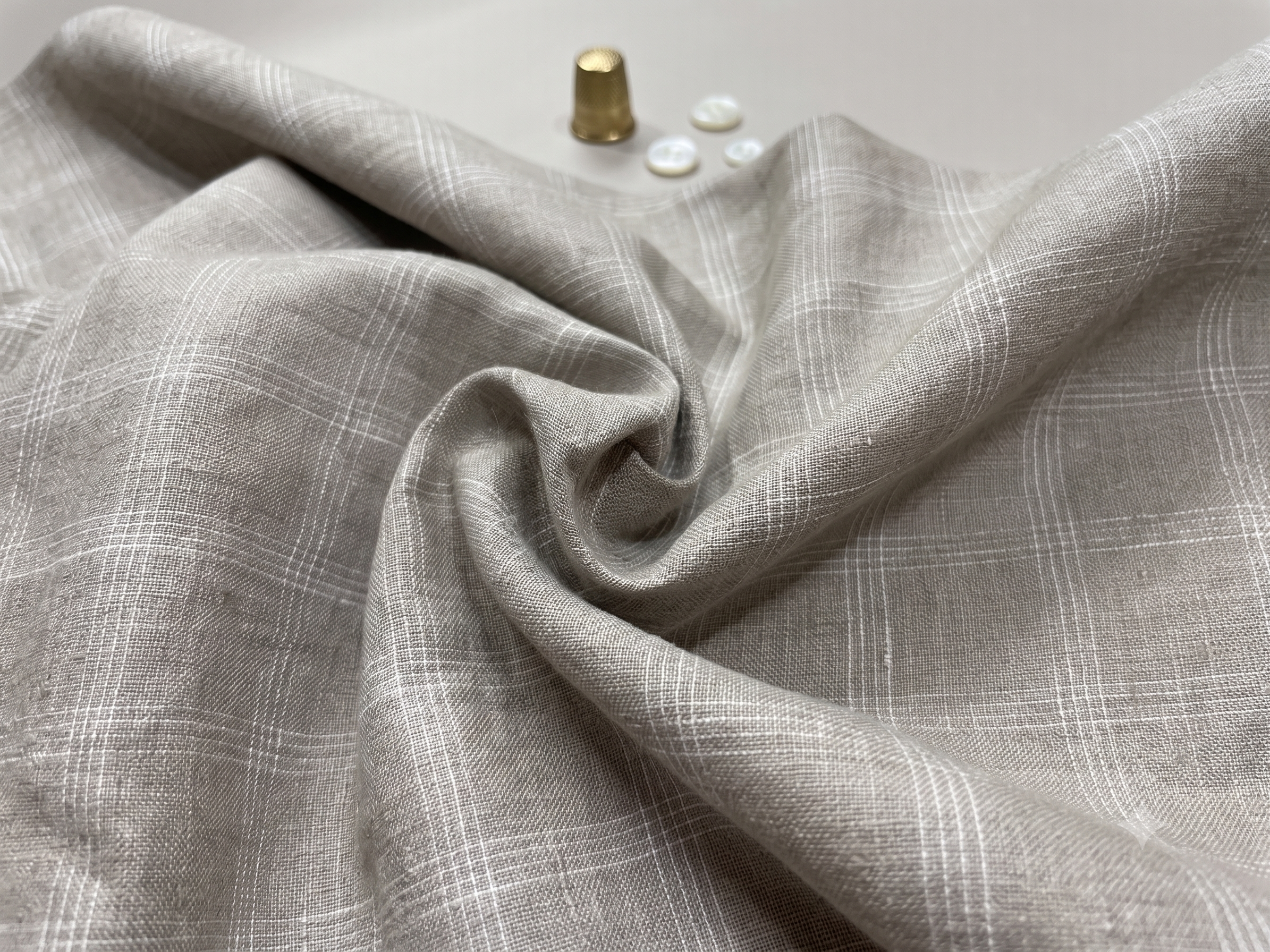 Natural Taupe Checkerd Shirt