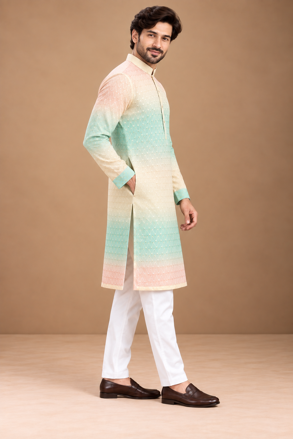 Pastel Ombre Embroidered Festive Kurta