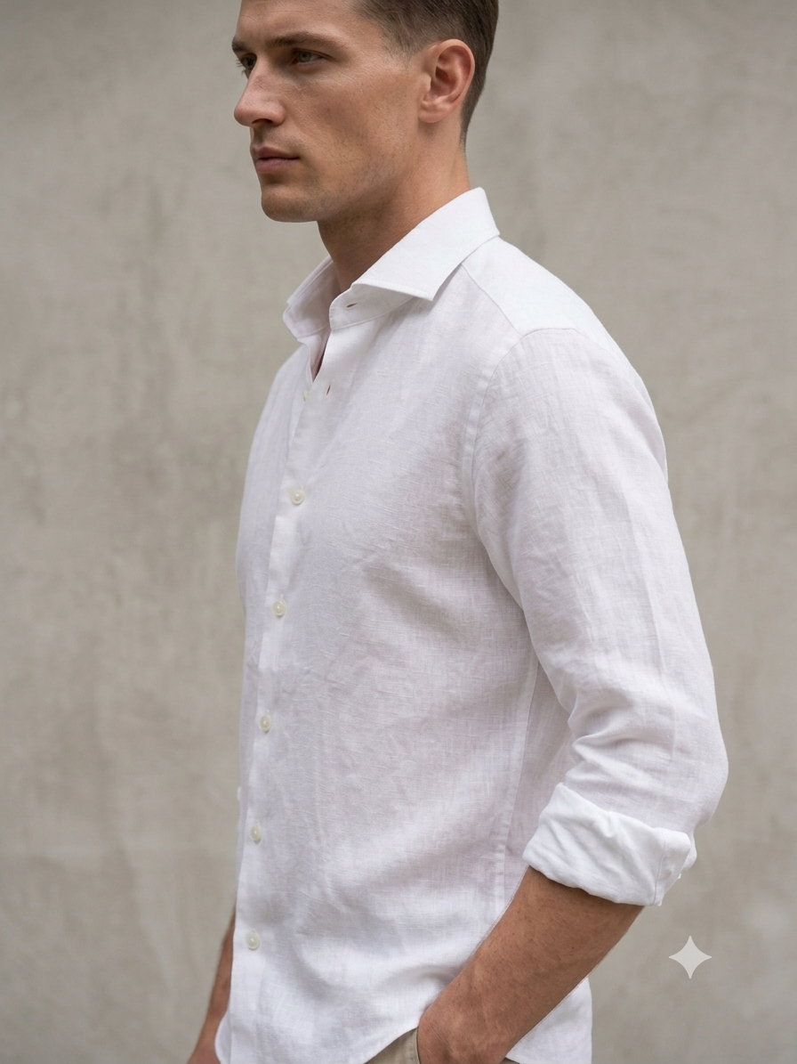 Pearl White Linen Shirt