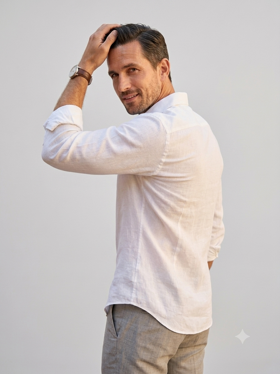 Pearl White Linen Shirt