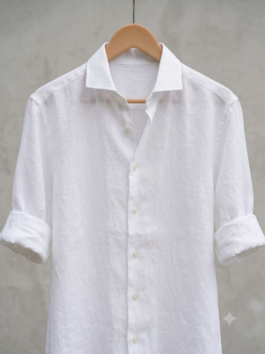 Pearl White Linen Shirt