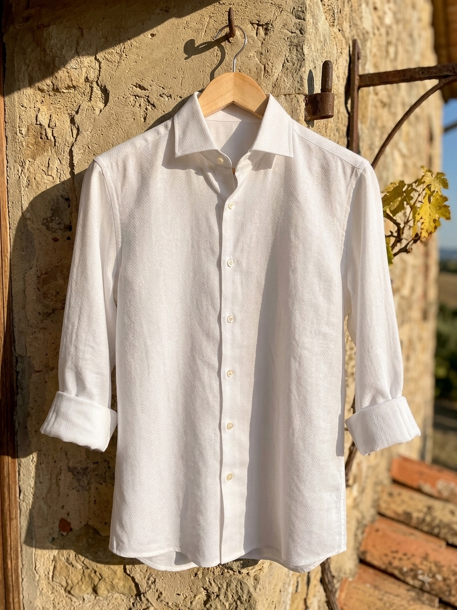 The Herringbone Essential White Shirt