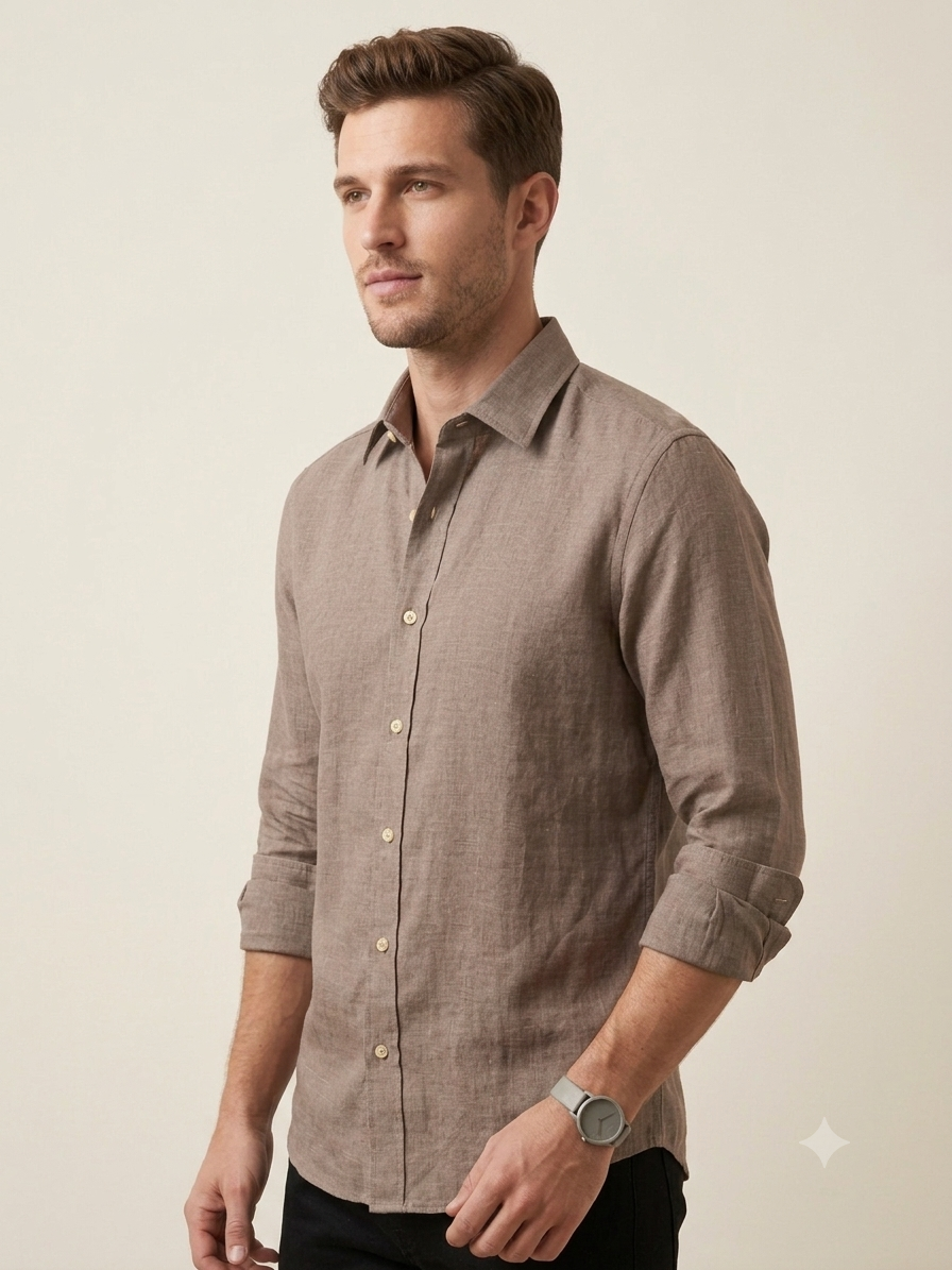 Mud Brown Linen Shirt