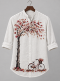 Men's Vintage Fall Placement Print Linen Shirt
