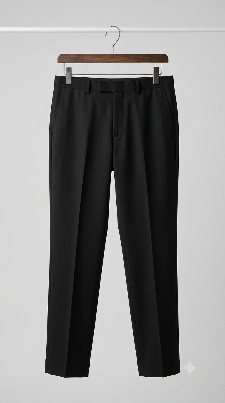 Black Merino Wool Blend Pant