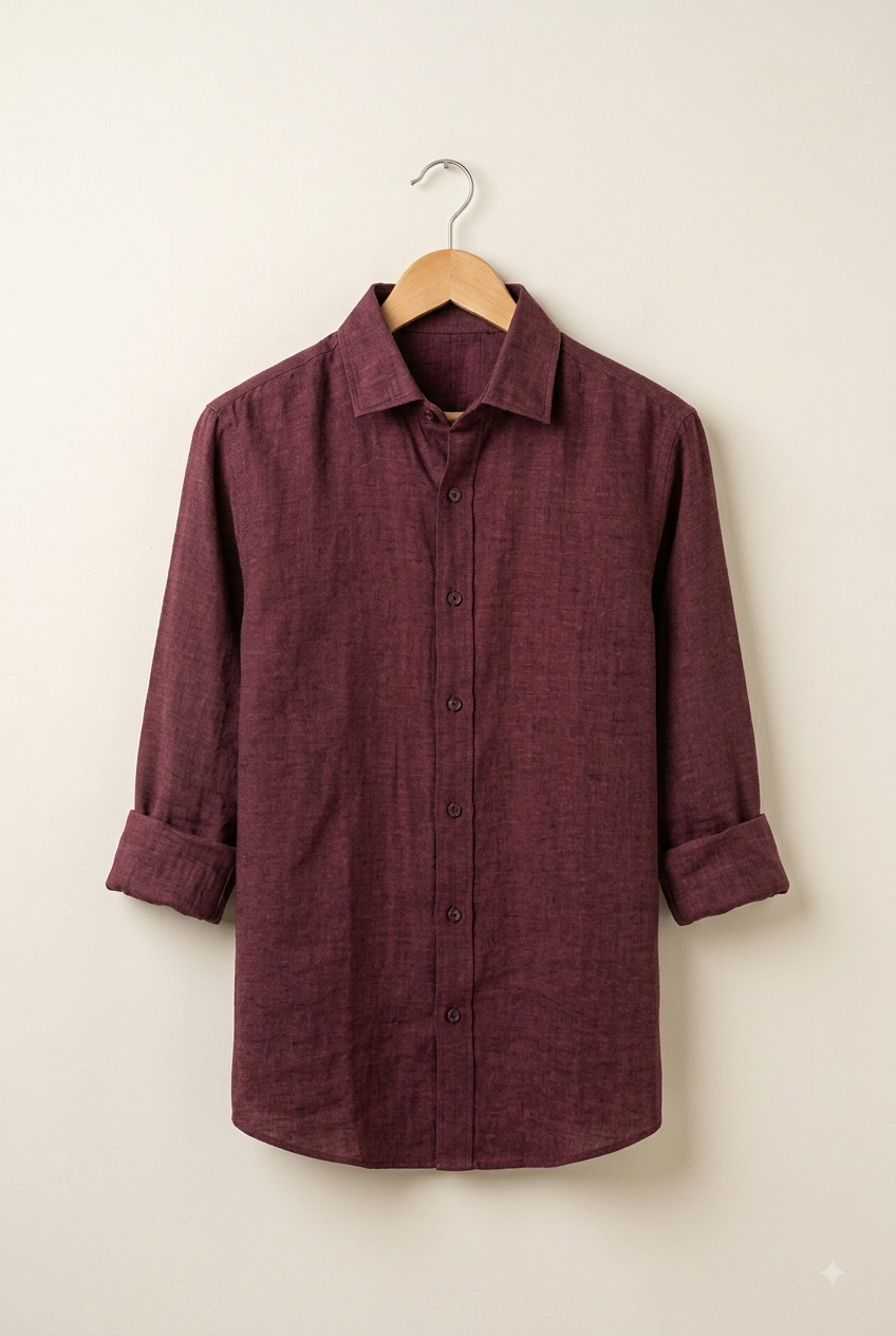 Burgundy Red Linen Shirt