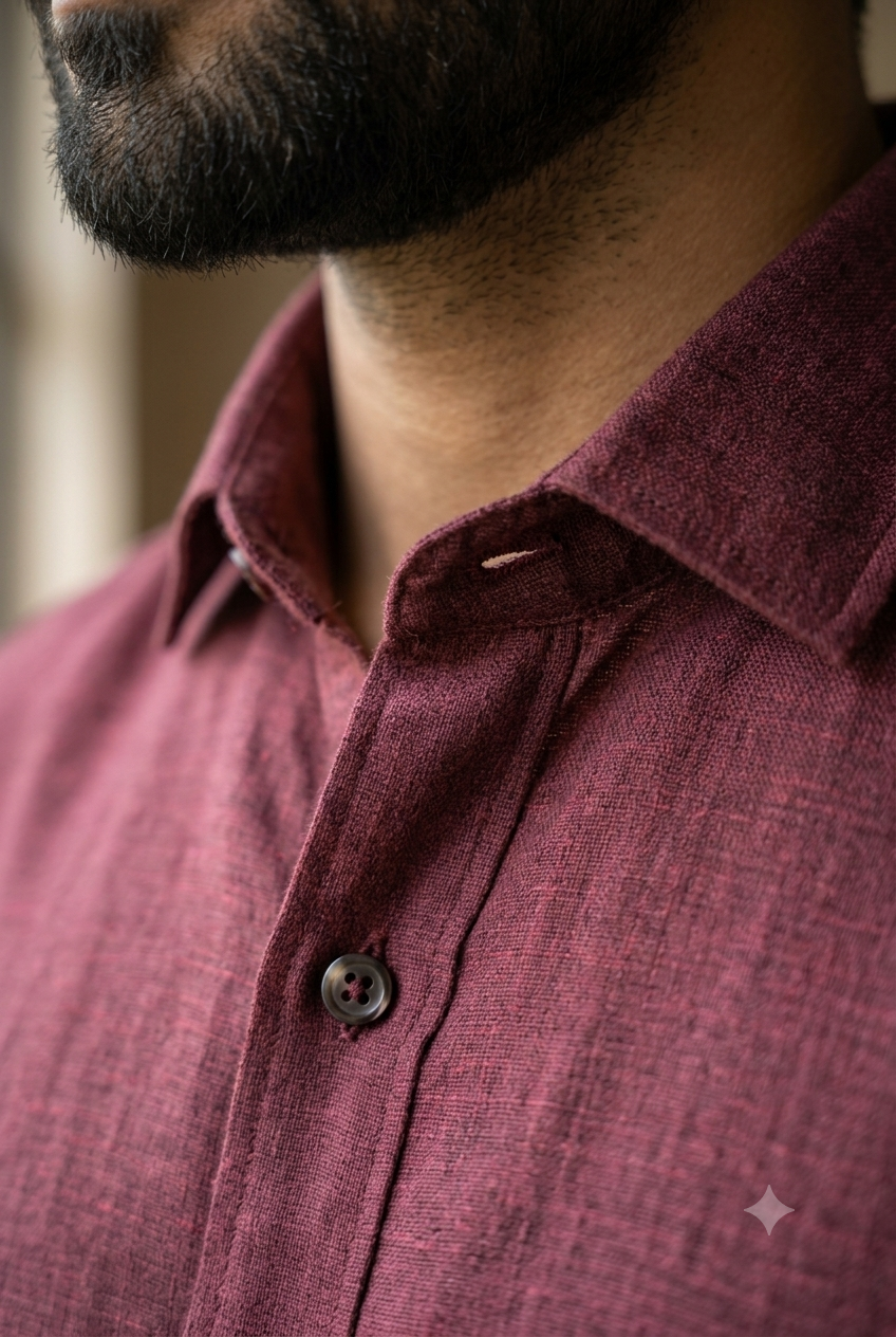 Burgundy Red Linen Shirt