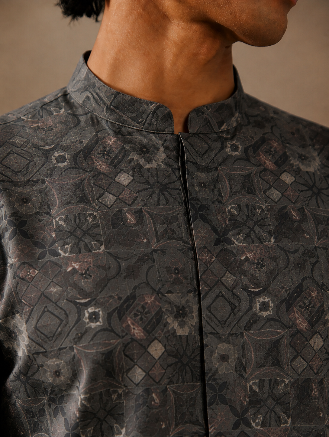 Midnight Grey Print Kurta