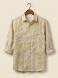 Abstract Marble Print Linen Shirt