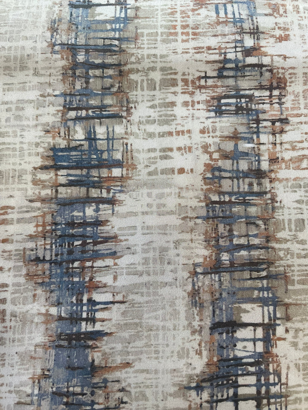 Beige & Blue Printed Straight Cotton Kurta