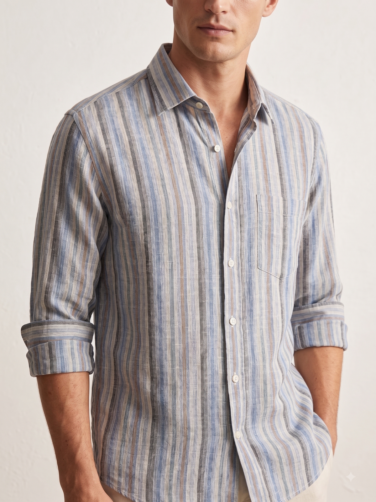 Coral Blue Stripes Shirt