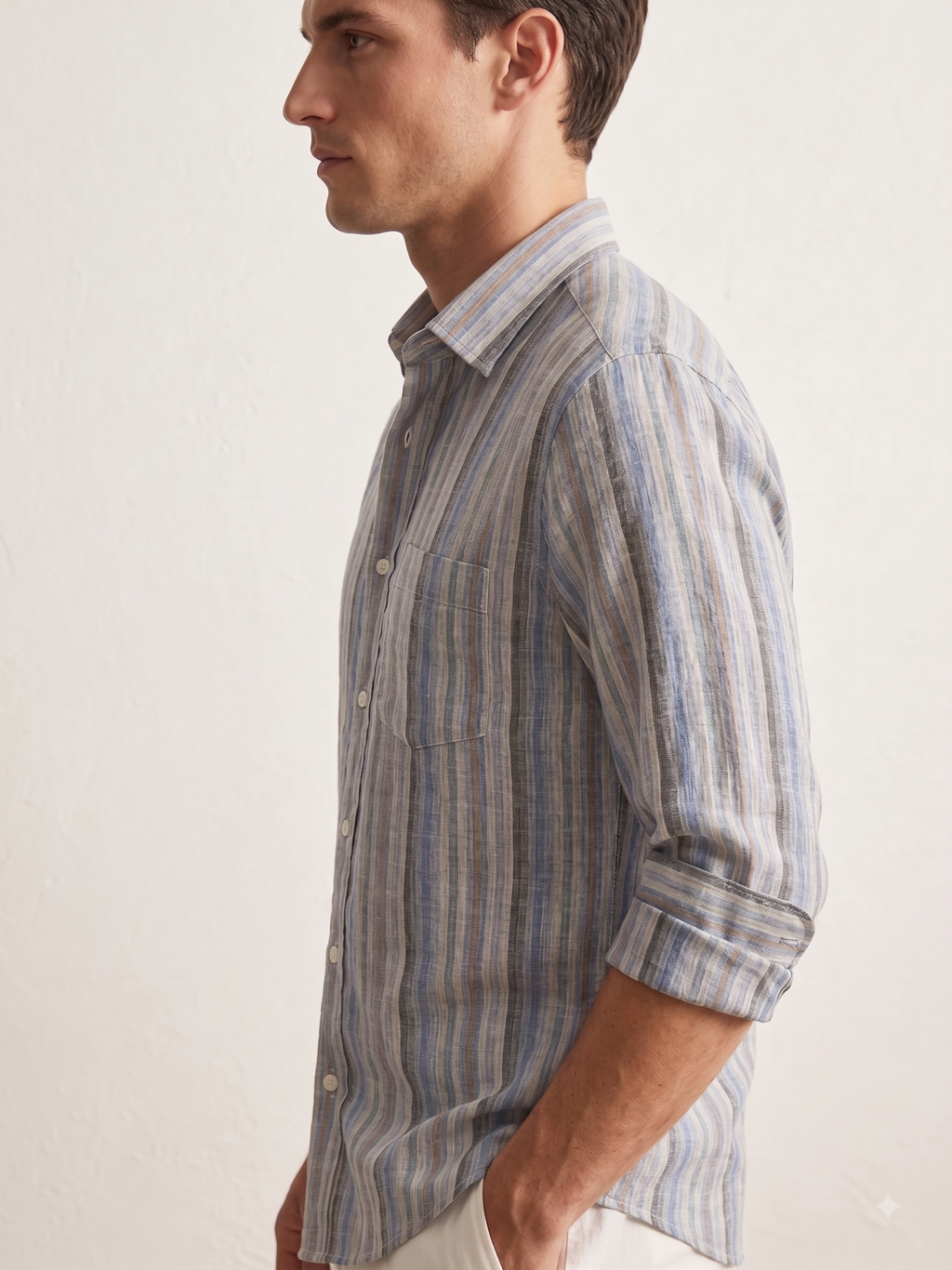 Coral Blue Stripes Shirt