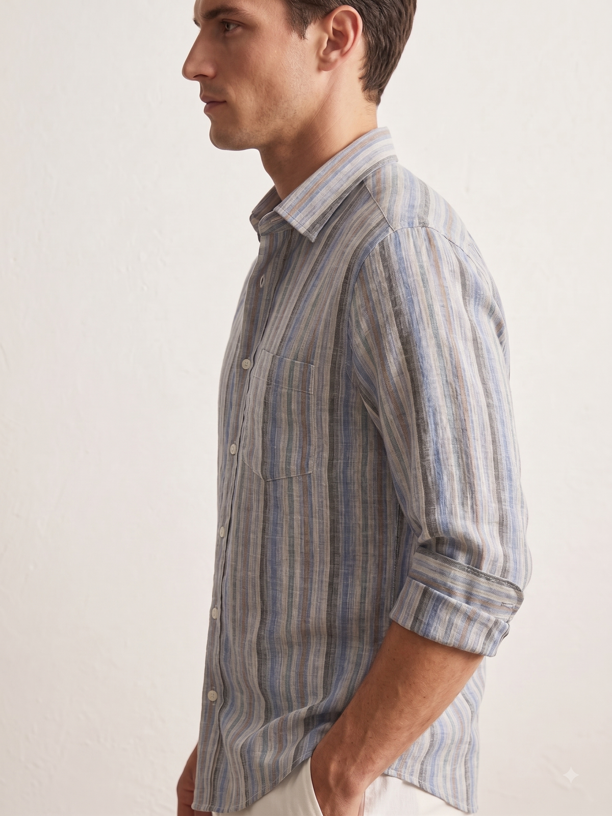 Coral Blue Stripes Shirt