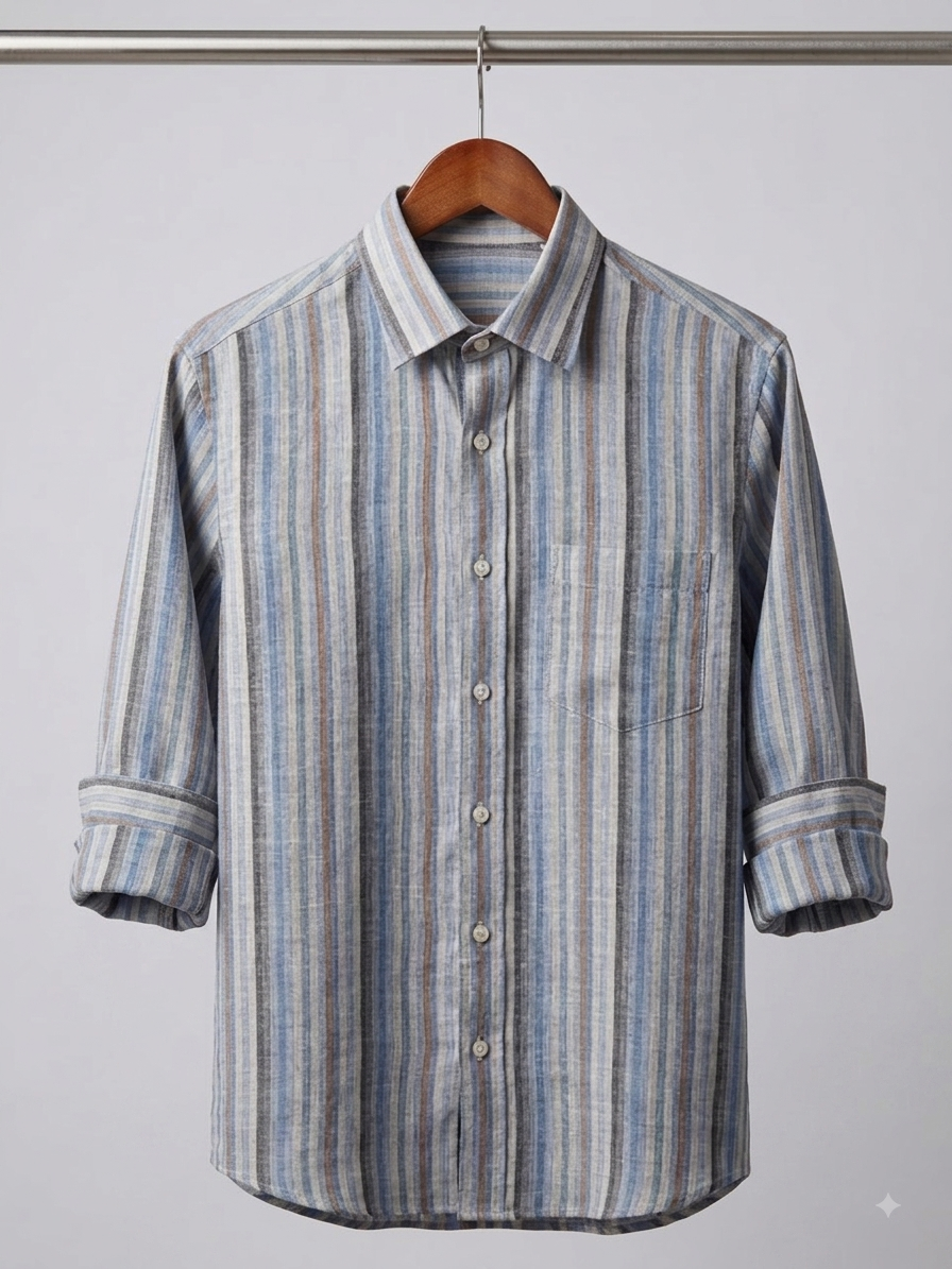 Coral Blue Stripes Shirt