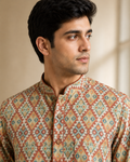Heritage Digital Print Linen in Warm Earth Tones Kurta
