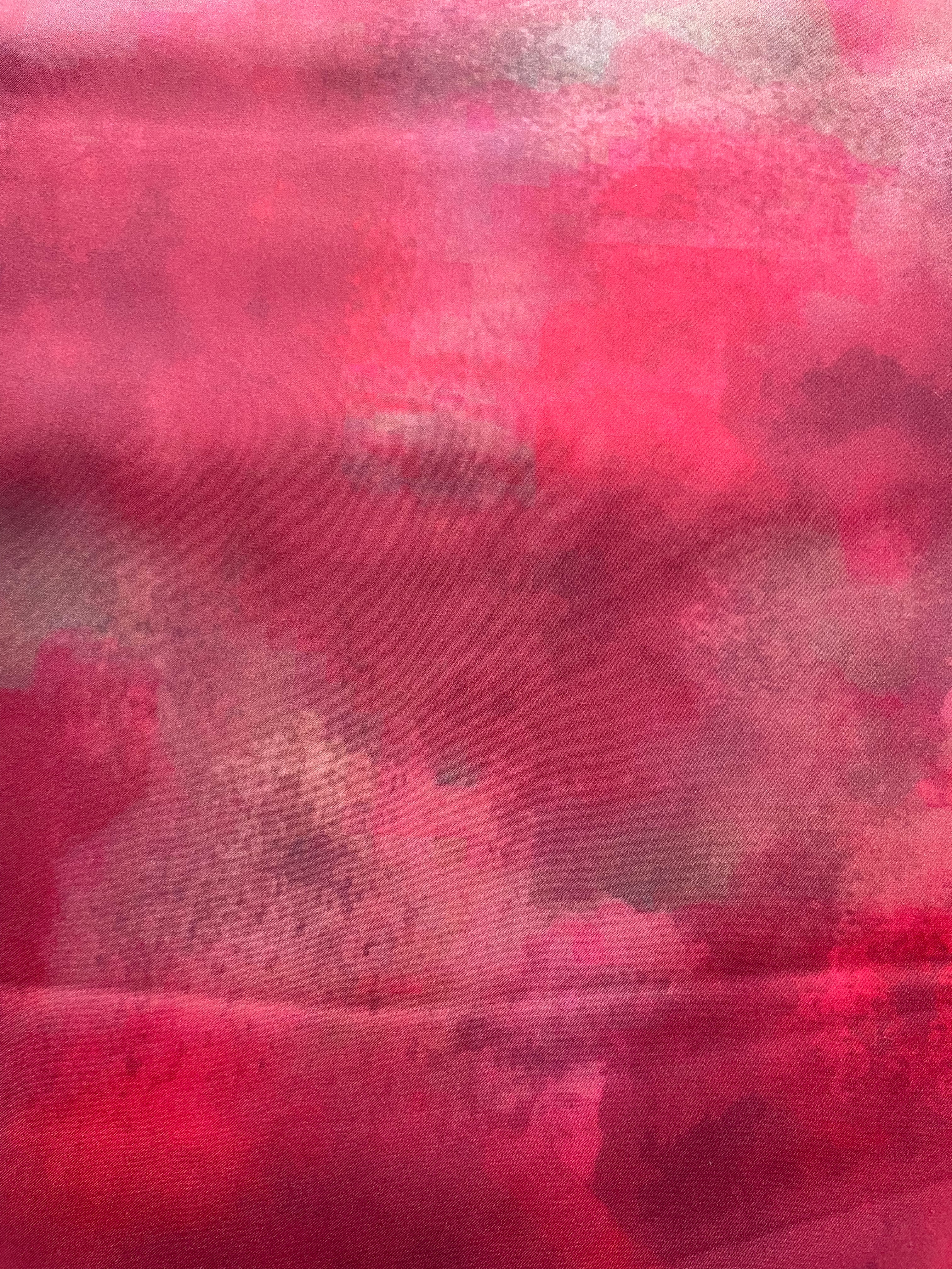Festive Fuchsia Cloud Print Silk Kurta