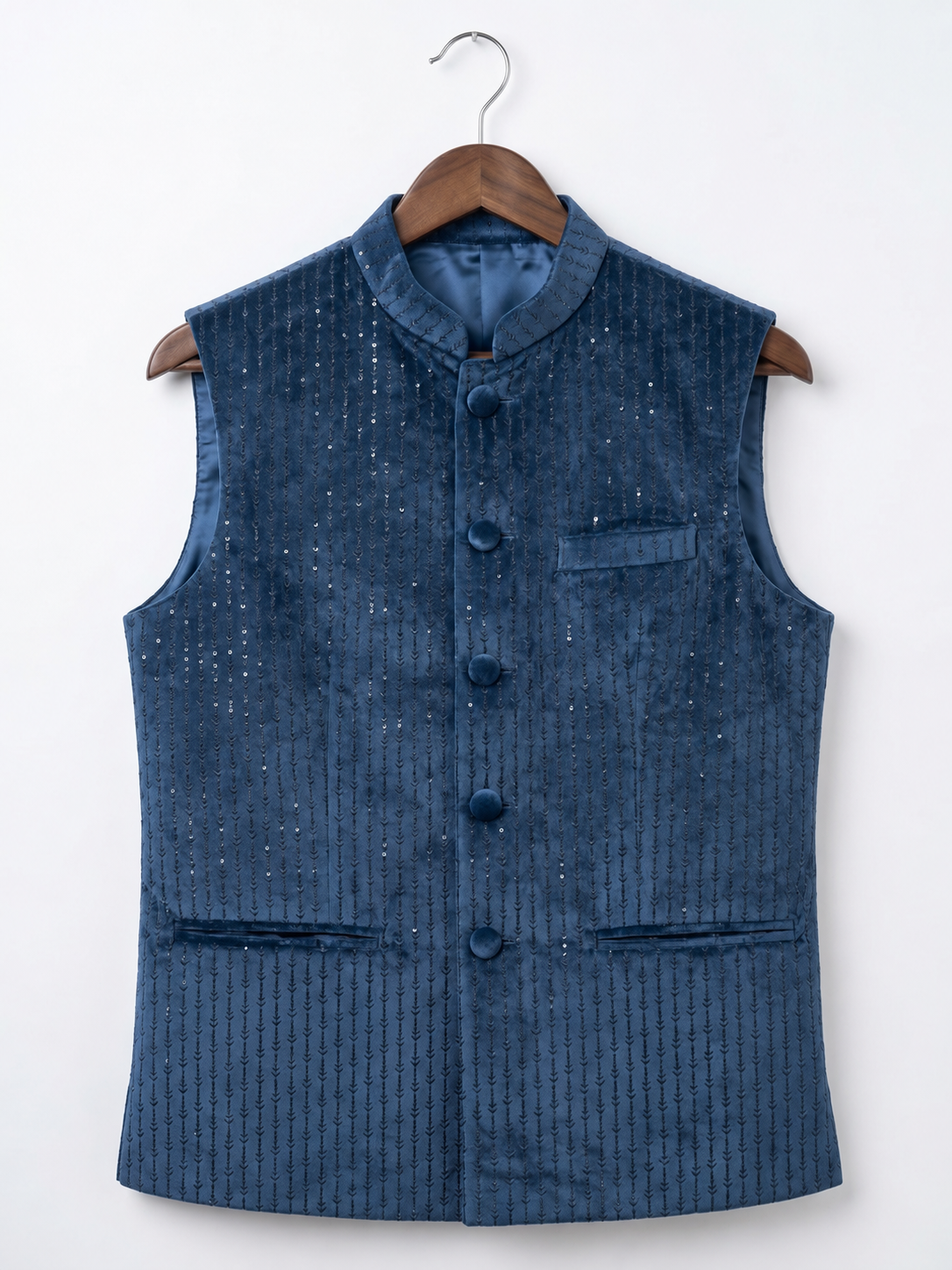 Royal Blue Rain-Drop Velvet Jacket
