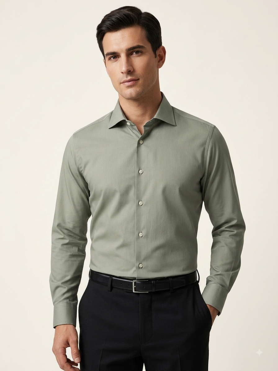 Olive Green Cotton Shirt