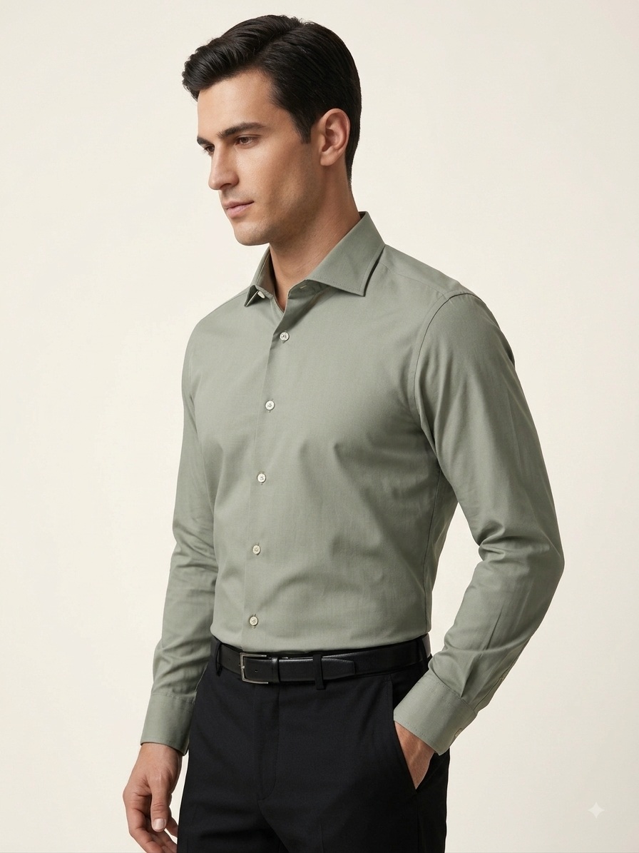 Olive Green Cotton Shirt