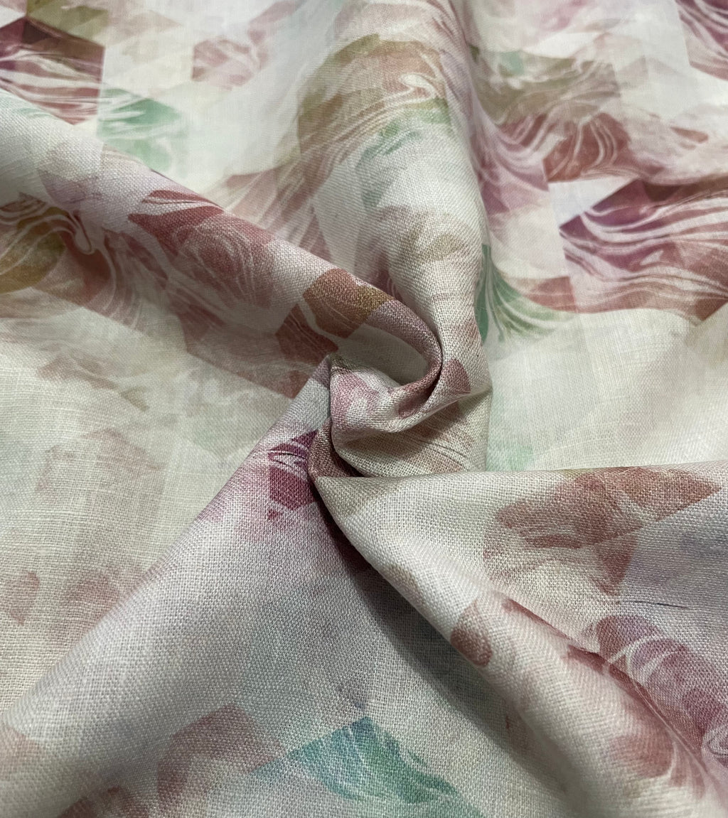 Dusty Rose Abstract Cube Linen Kurta