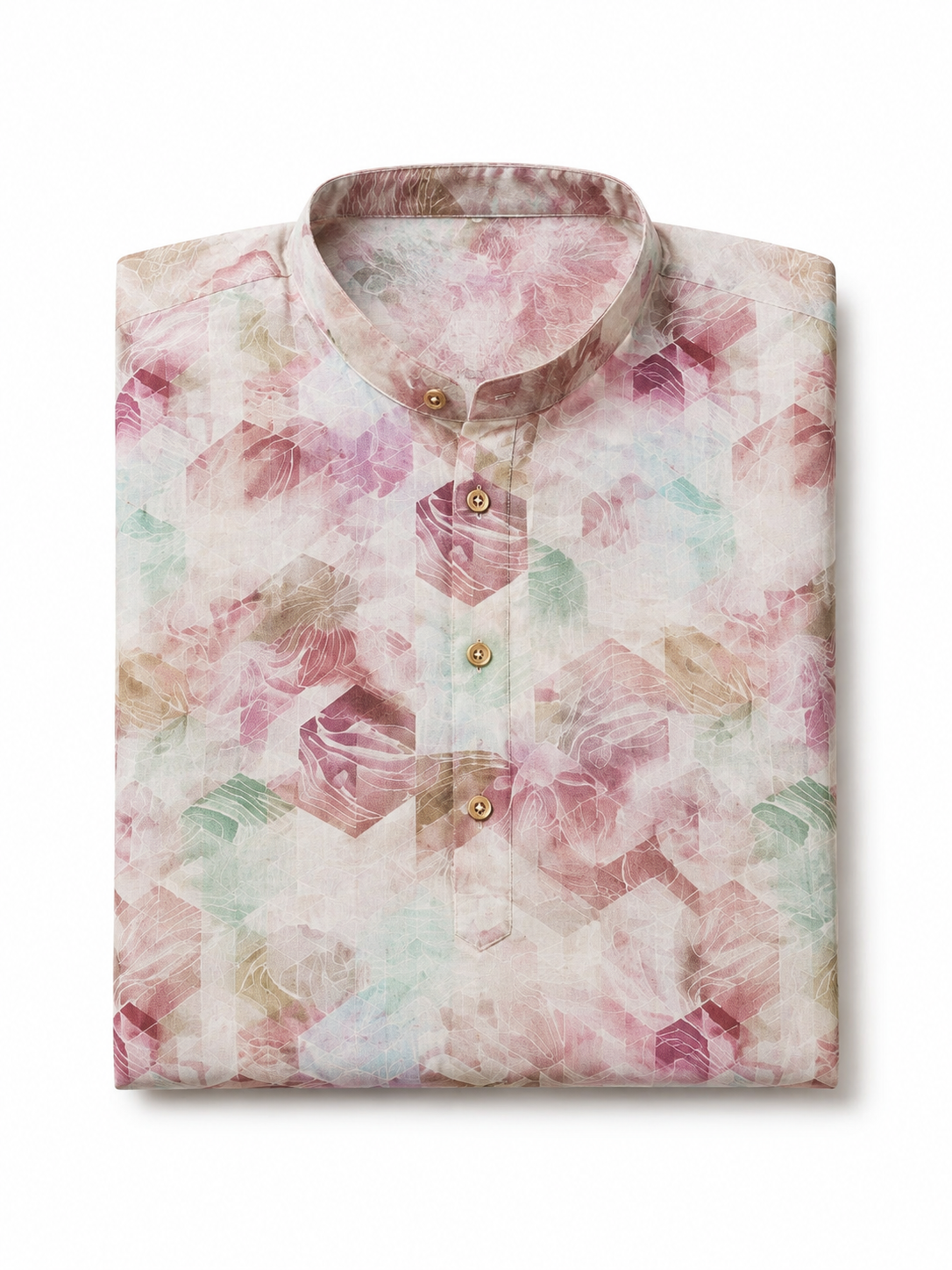 Dusty Rose Abstract Cube Linen Kurta