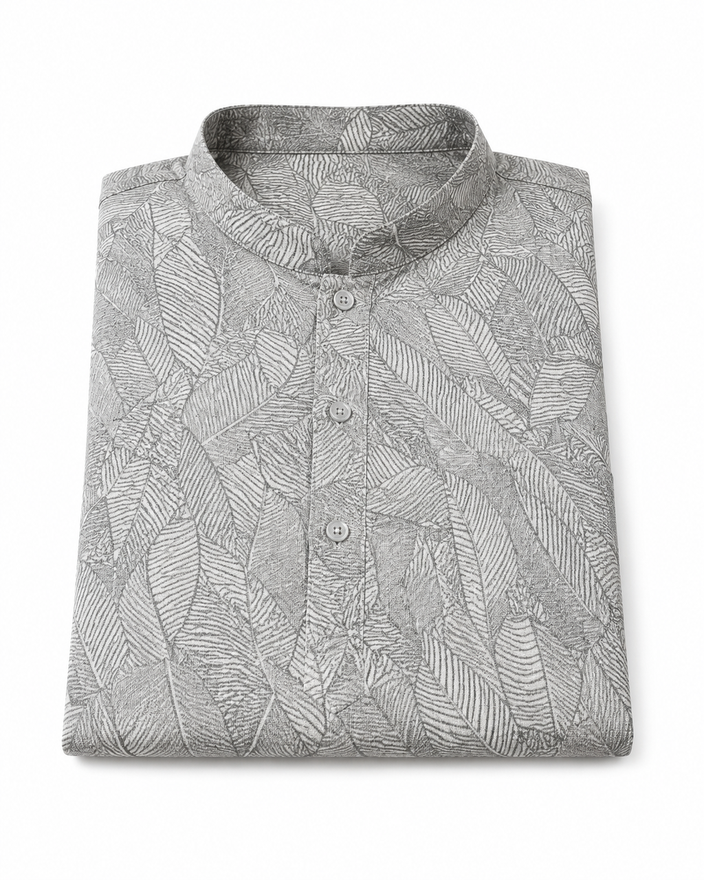 Monochrome Line-Art Leaf Print Kurta