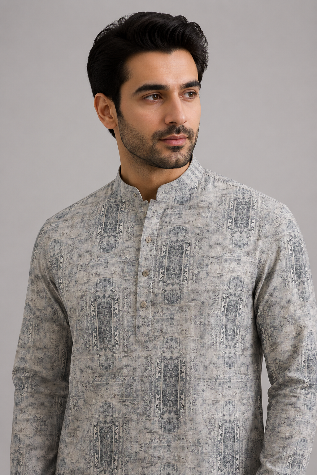Faded Stone Architectural Print Kurta