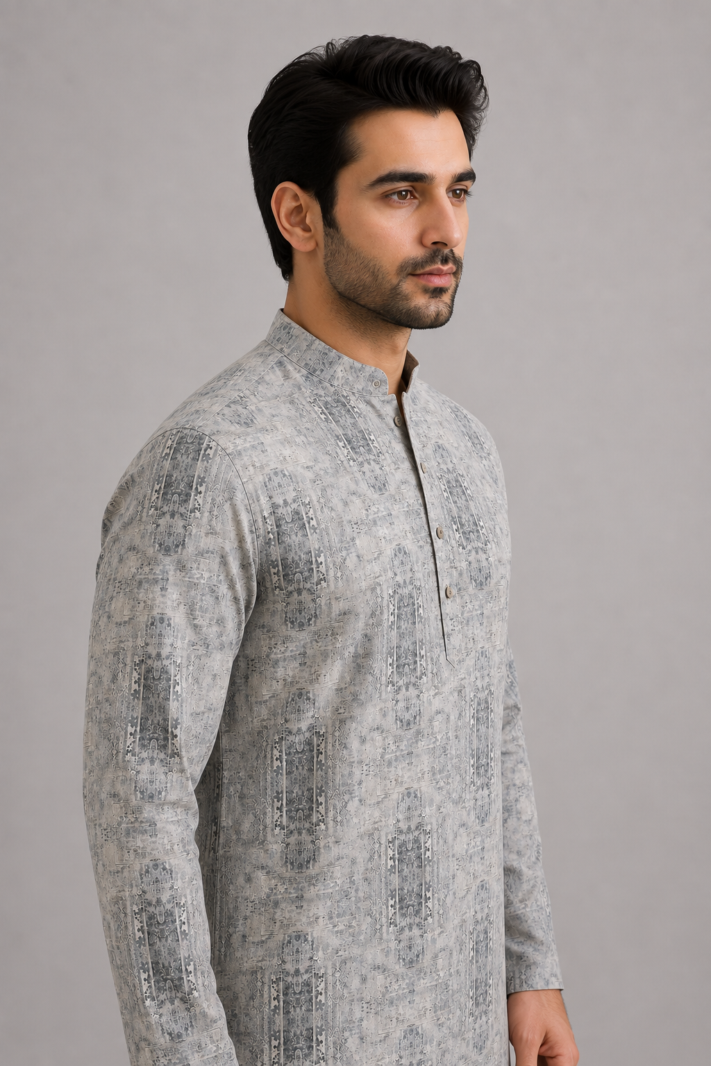 Faded Stone Architectural Print Kurta