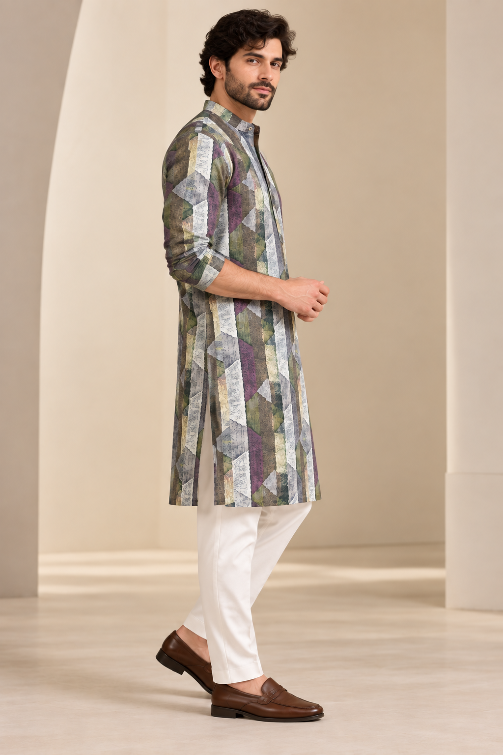 Earthy Mosaic Printed Cotton Kurta