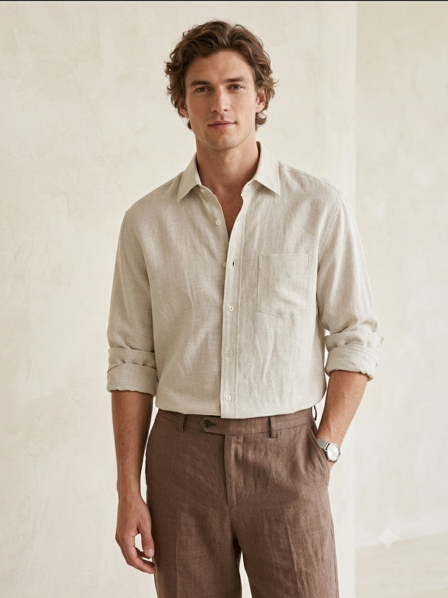 Light Beige Linen Shirt