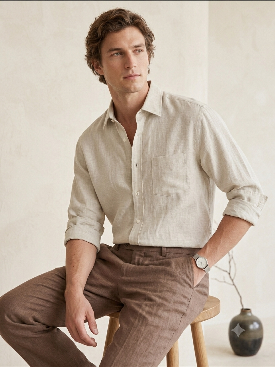 Light Beige Linen Shirt