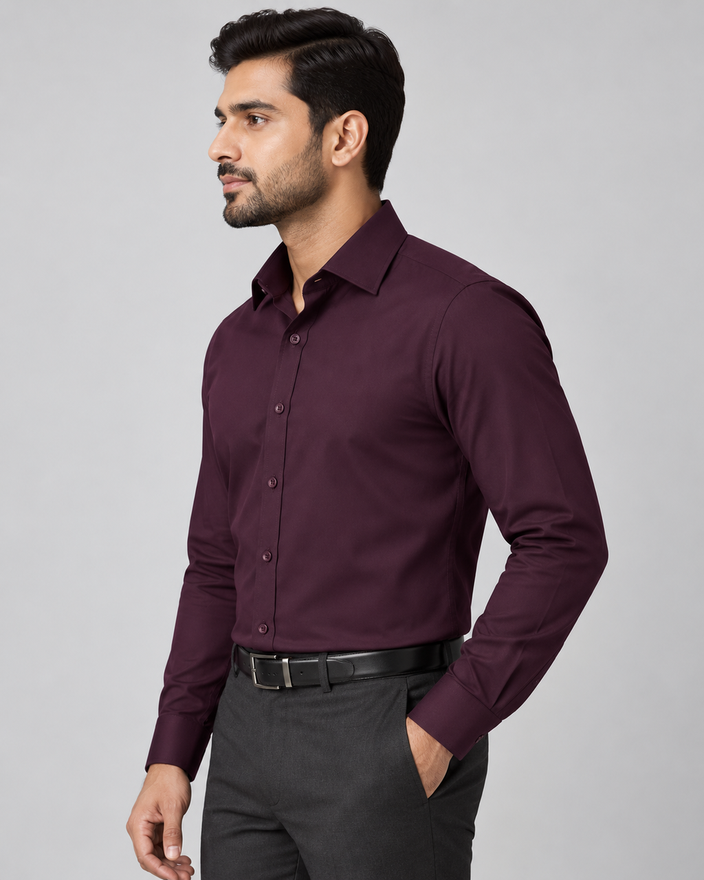 Deep Plum Cotton Shirt