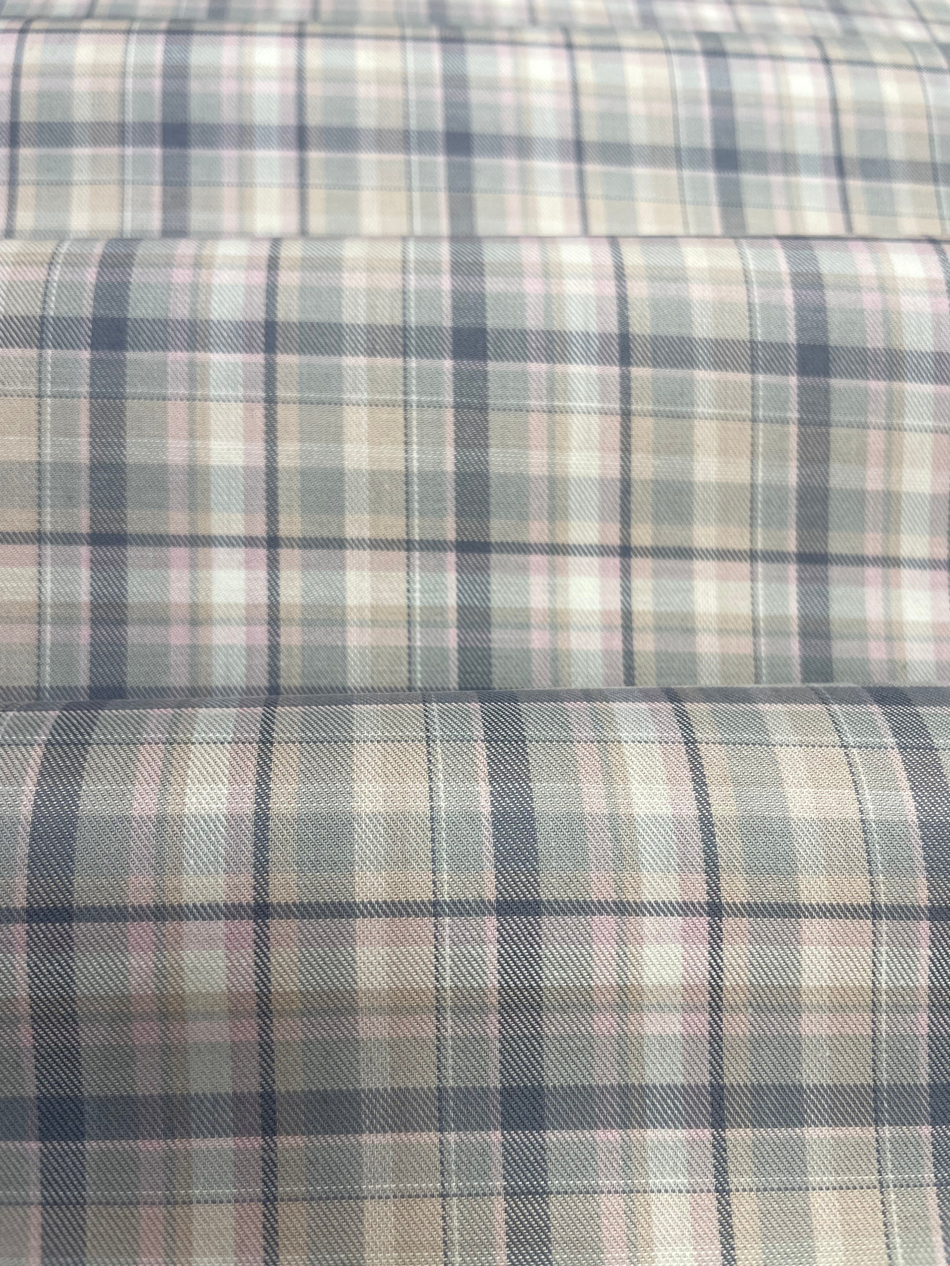 Classic Beige & Grey Plaid Dress Shirt