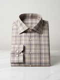 Classic Beige & Grey Plaid Dress Shirt