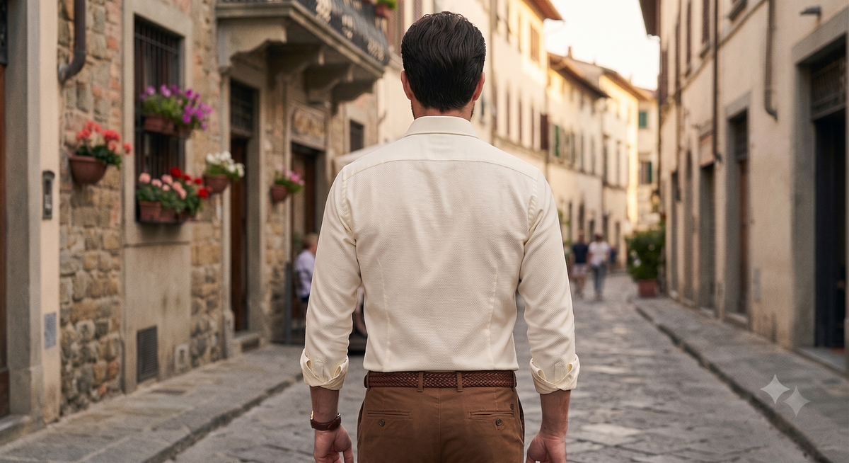Ivory Cream Cotton Twill Shirt