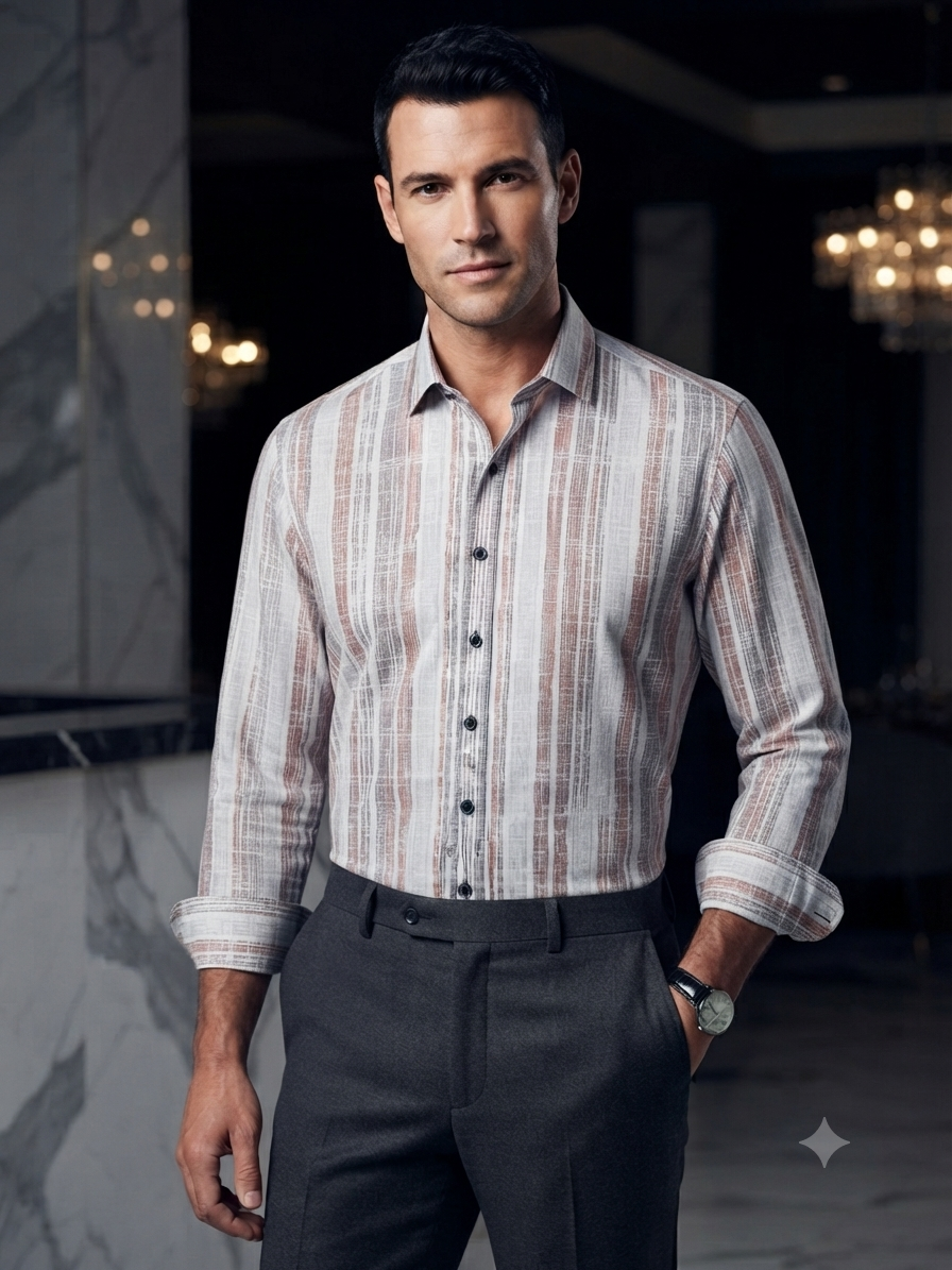 Earth & Ash Textured Stripe Shirt