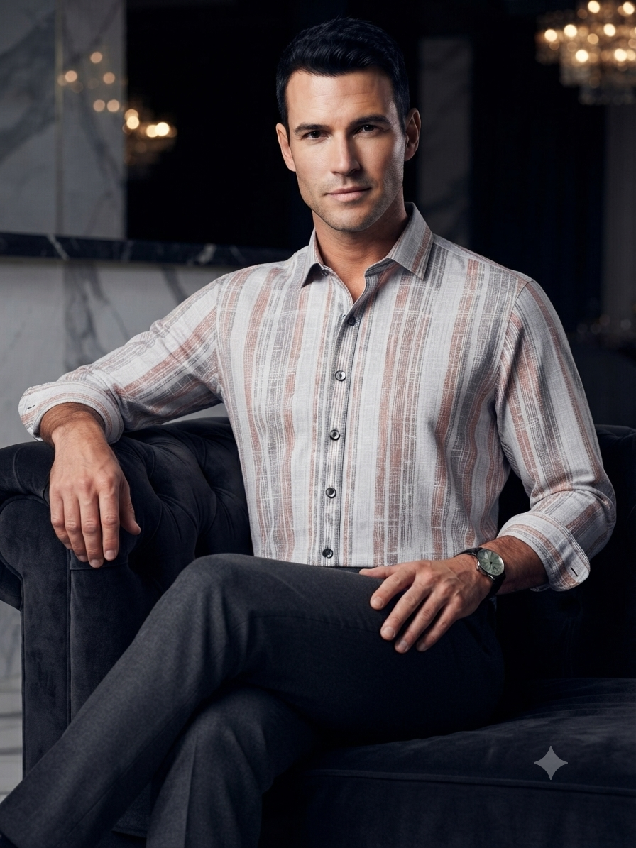 Earth & Ash Textured Stripe Shirt