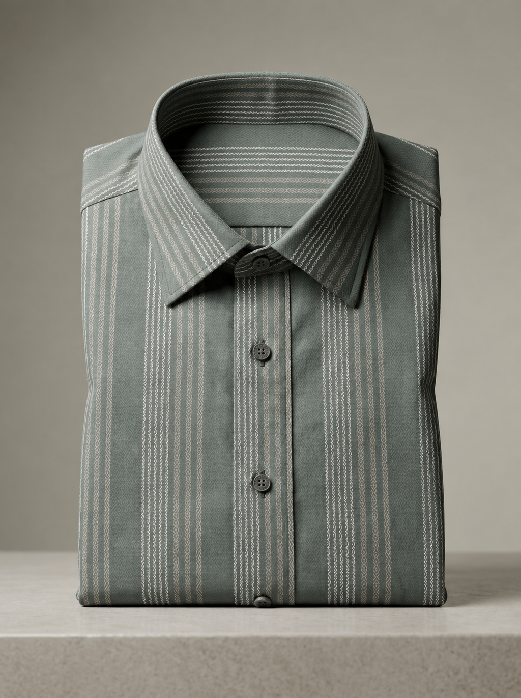Olive-Grey Dobby Stripe Shirt