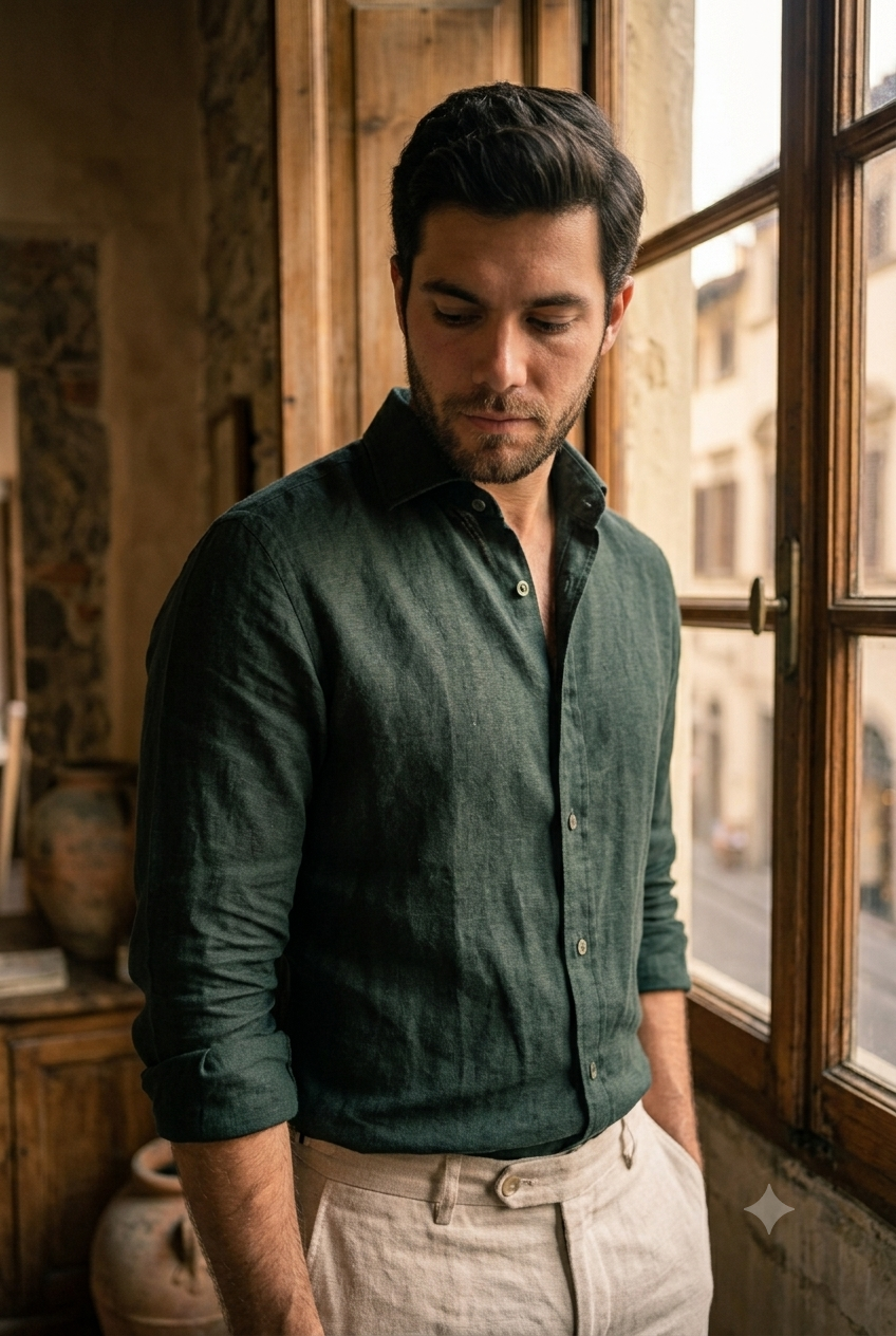 Midnight Green Linen Shirt