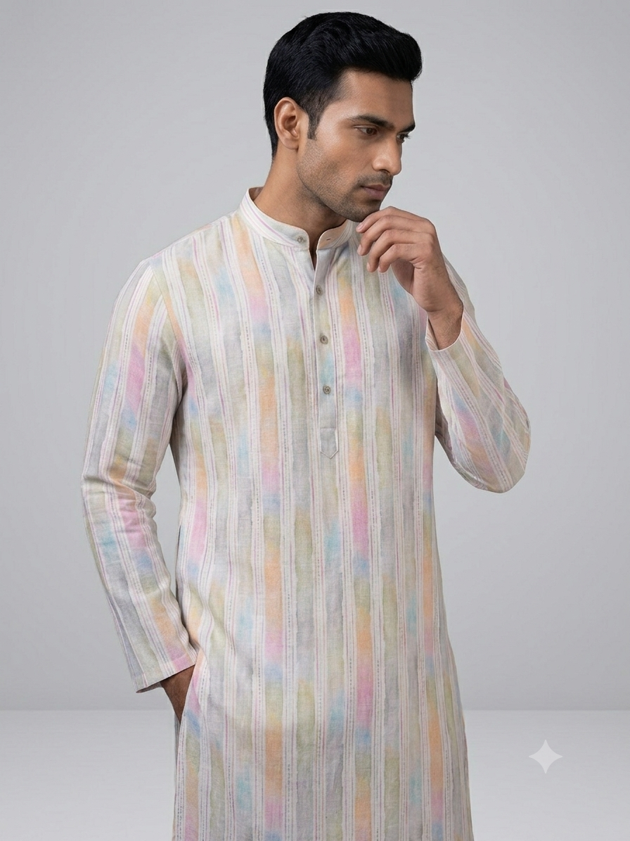 Light Multicolor Brushstroke Kurta
