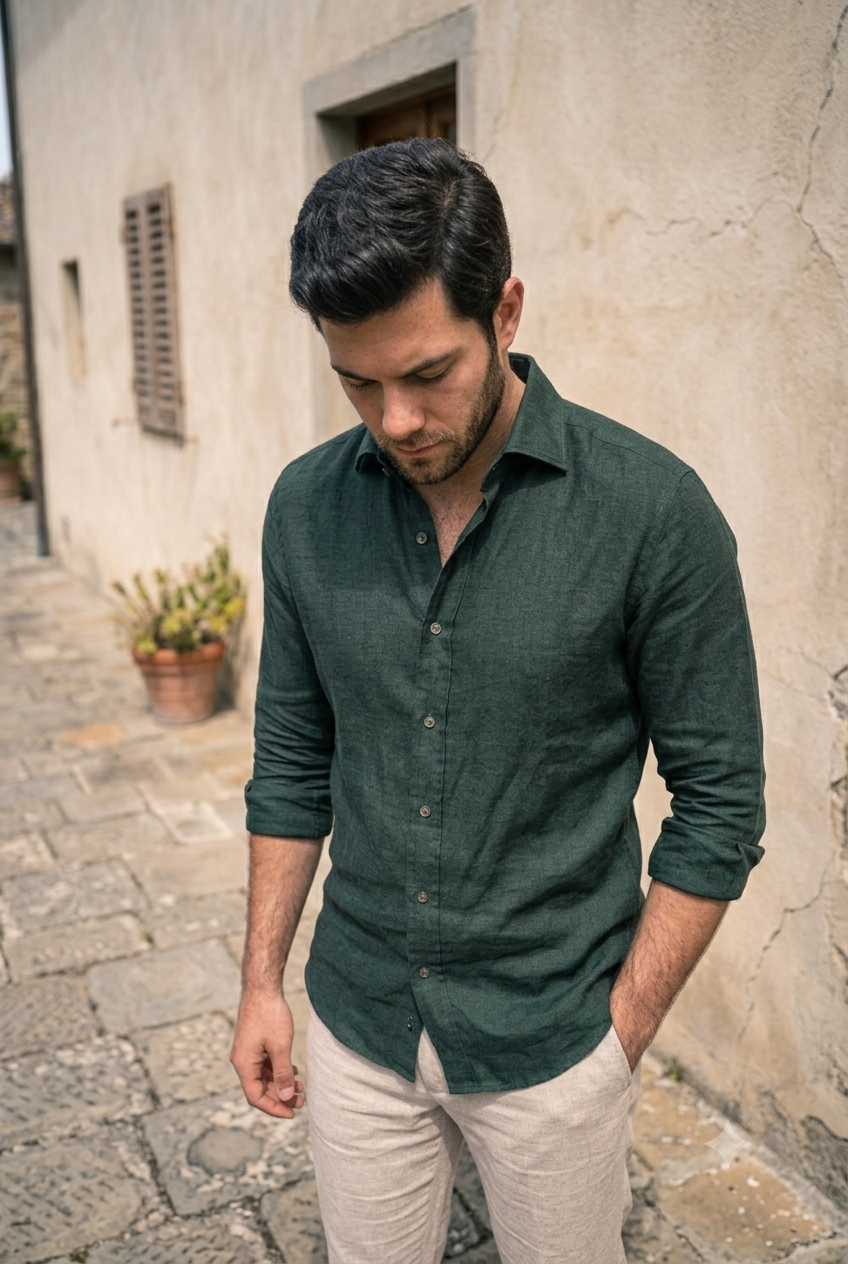 Midnight Green Linen Shirt